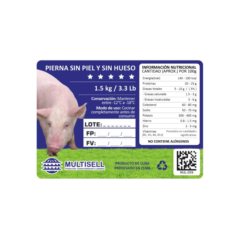 Pierna de cerdo sin piel y sin hueso Multisell (1.5 kg / 3.3 lb) - Miniatura 4