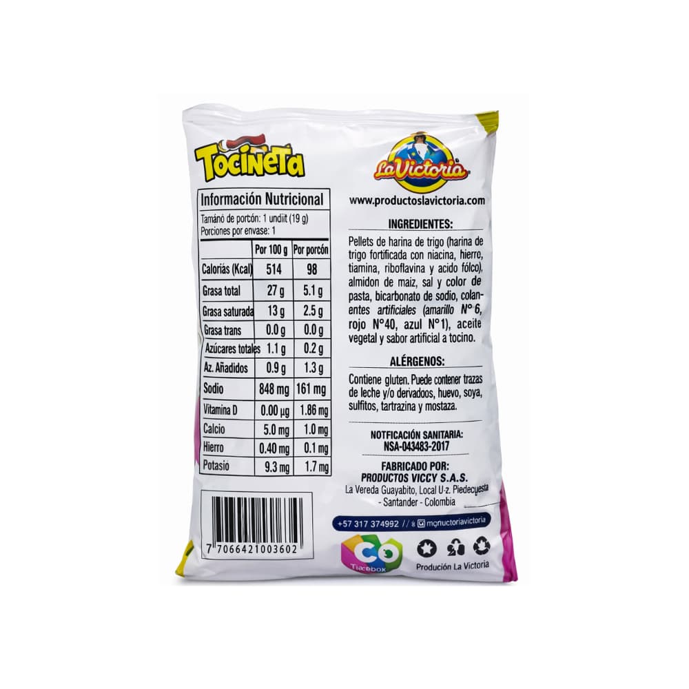 Pellets tocineta sabor tocino Vicky (19 g) - Miniatura 2