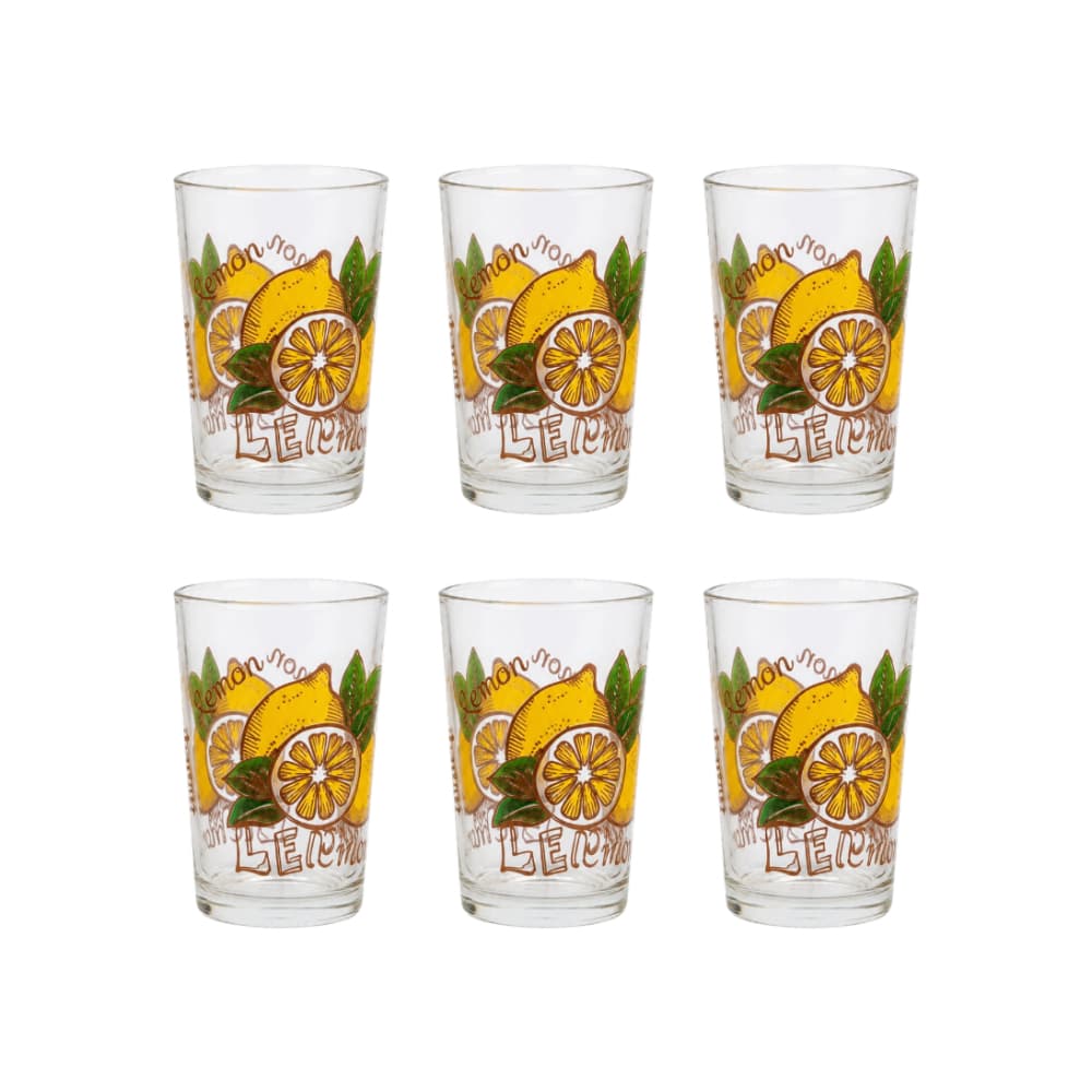 Juego de 6 vasos de vidrio con diseño de limón Mukhi Impex SA - Miniatura 1
