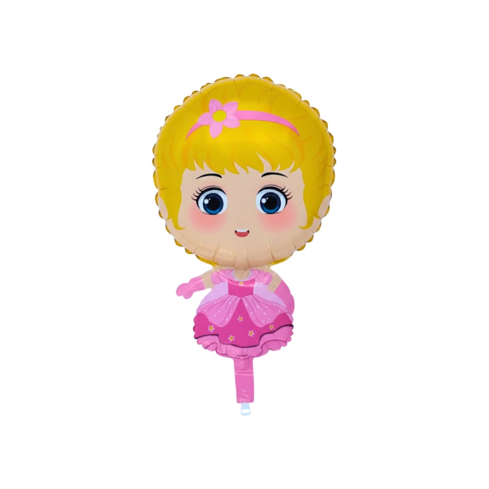 Globo metálico con forma de princesa rubia con vestido rosado para fiestas y cumpleaños DBCY - Imagen 1