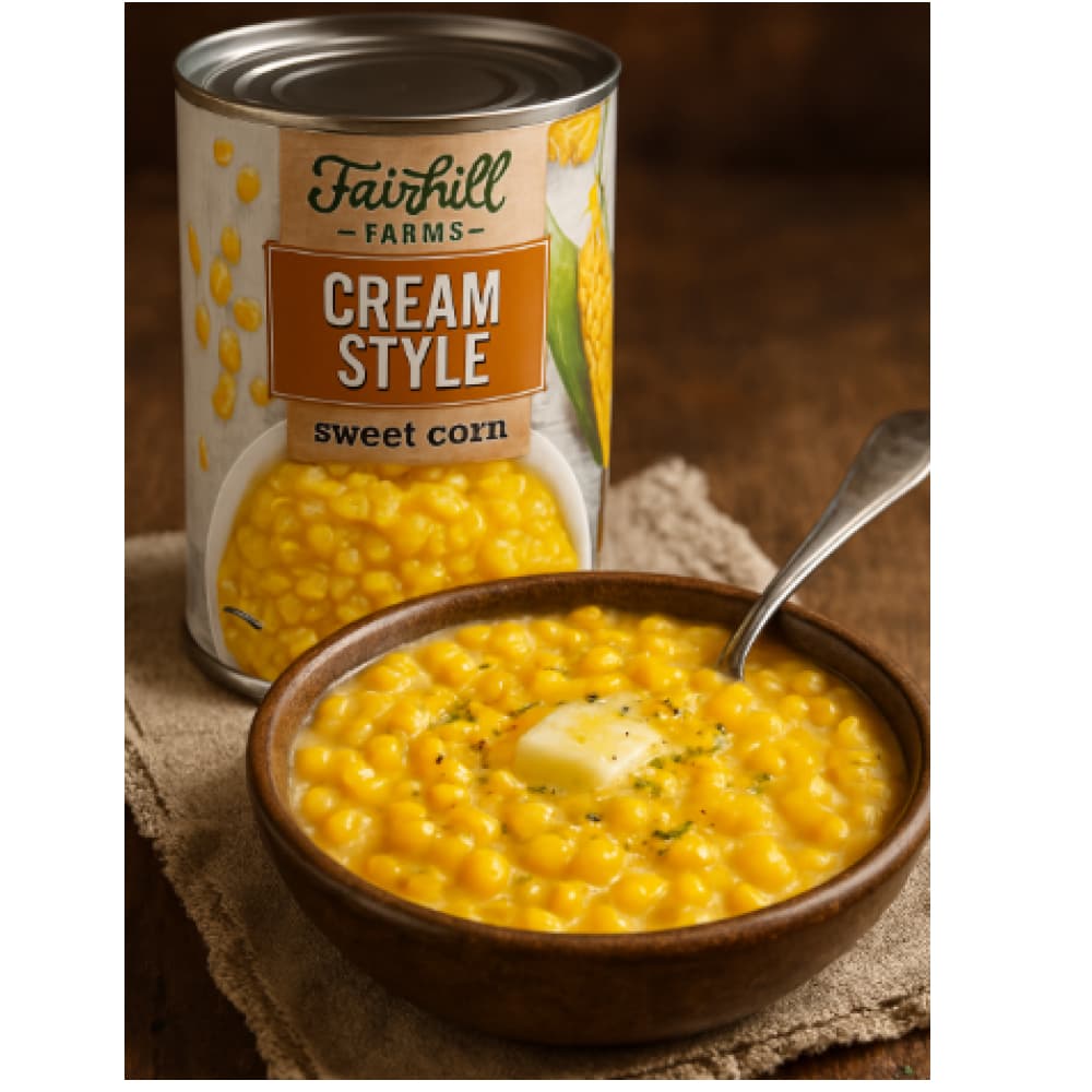 Maíz dulce estilo crema de Fairhill Farms (418 g / 14.75 oz) - Miniatura 4