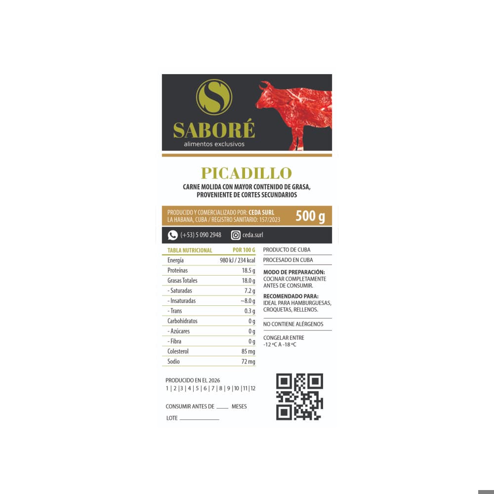 Carne molida de res de primera Saboré (500 g / 1.10 lb) - Miniatura 2