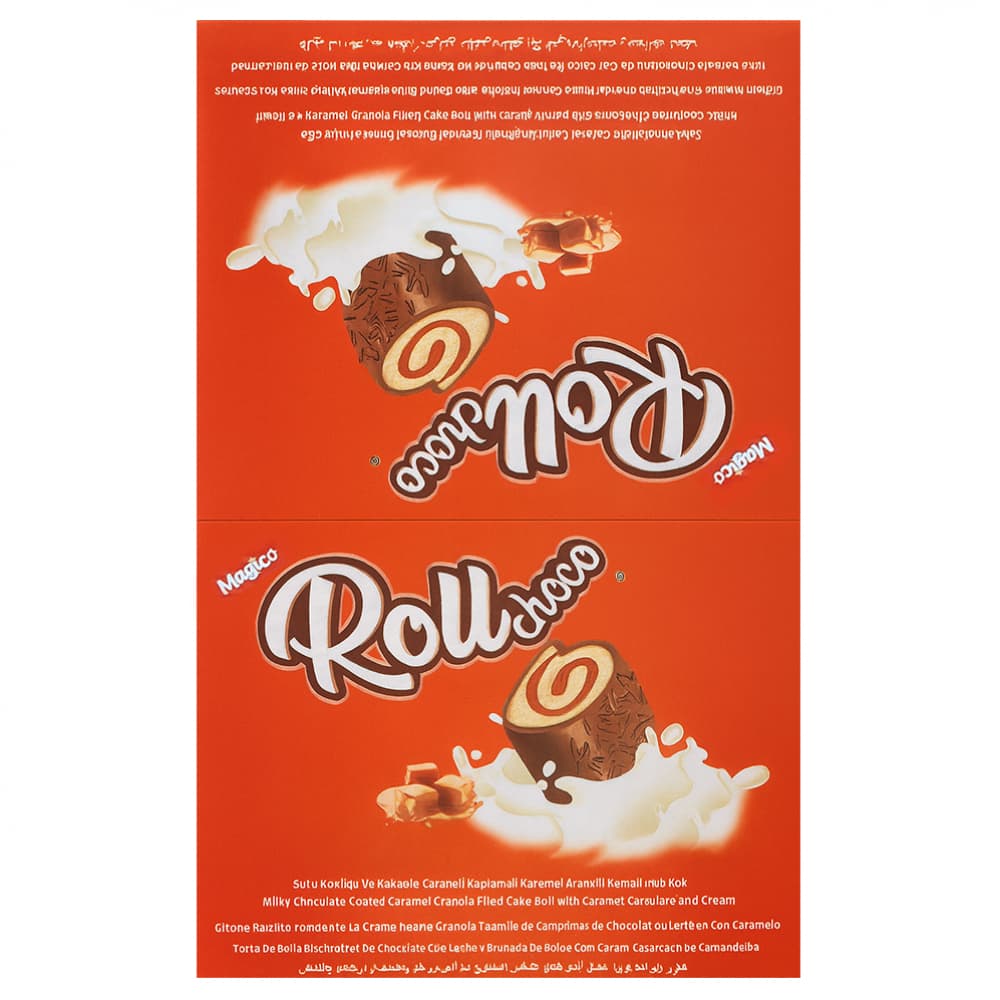 Rollo de pastel de crema y cacao con sabor a caramelo, recubierto de gránulos de chocolate con leche Rollchoco (960 g / 2.11 lb) - Imagen 1