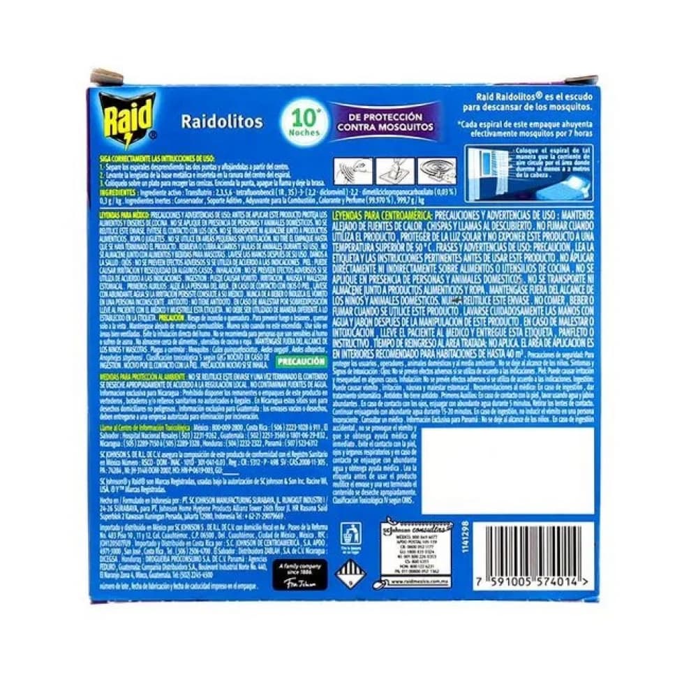 Repelentes de mosquitos en espiral Raid SCJhohnson (10 U) - Miniatura 2