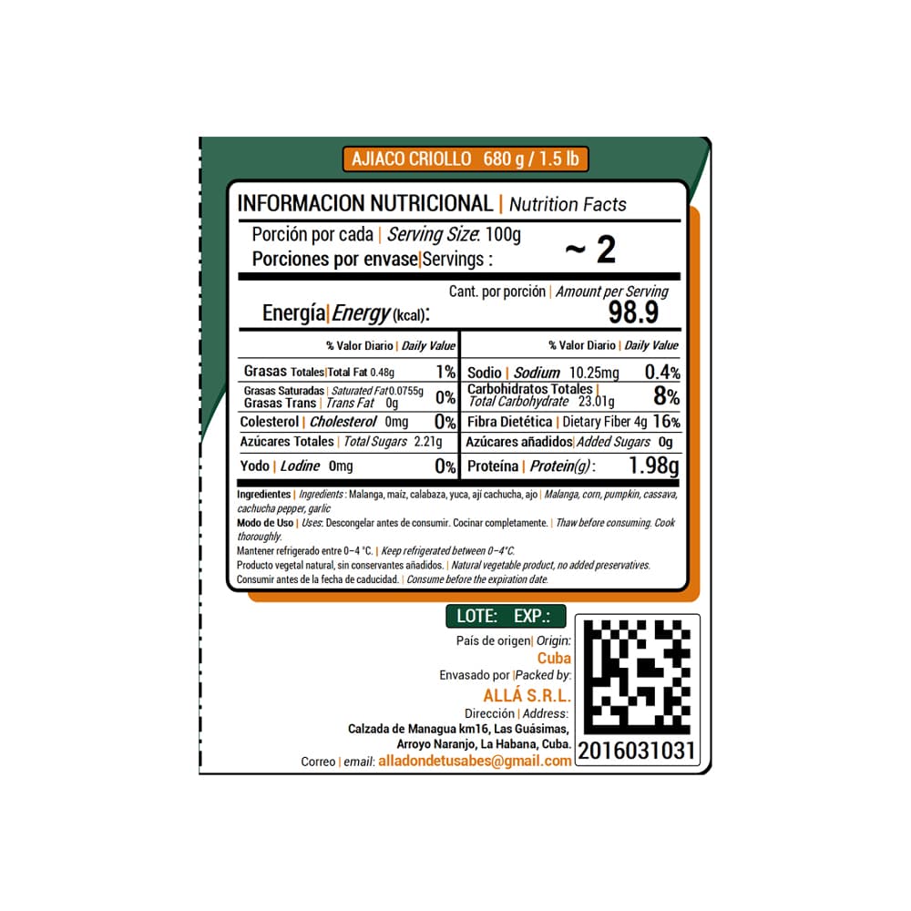 Ajiaco criollo ALLÁ (680 g / 1.5 lb) - Miniatura 2