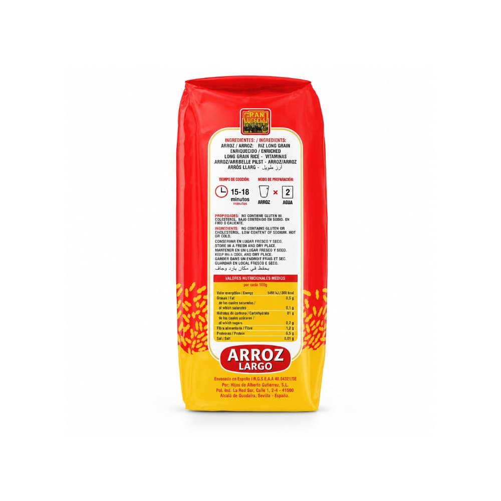 Arroz blanco de grano largo Domingo Grau (1 kg / 2.2 lb) - Miniatura 4