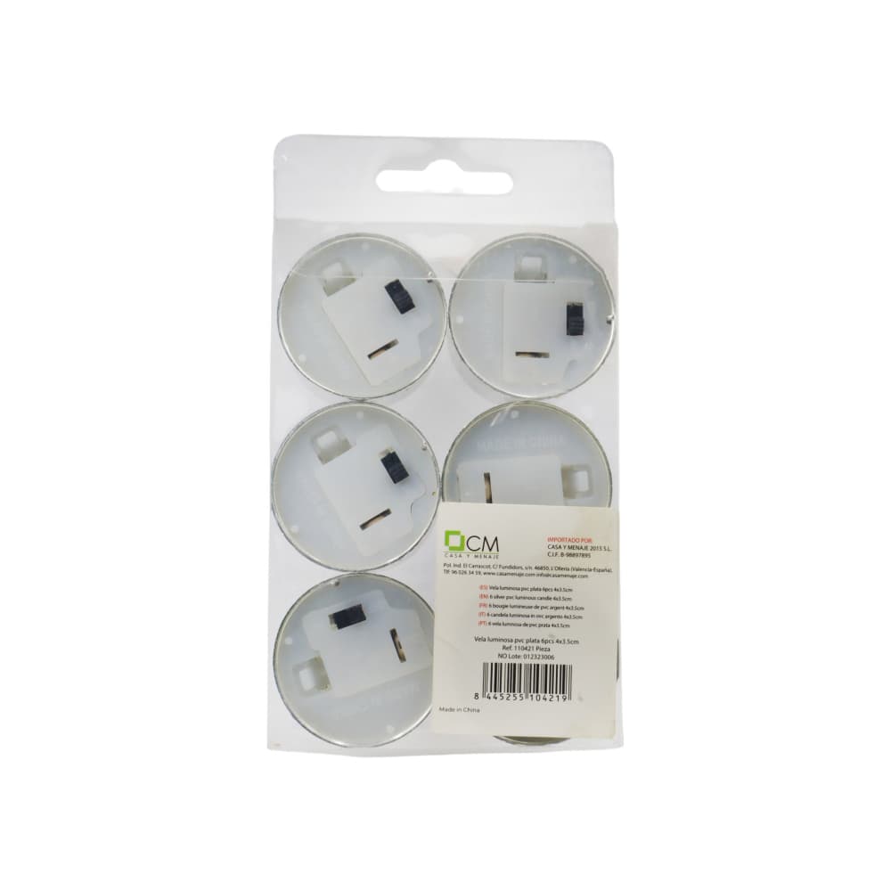 Velas luminosas PVC plata de 4 cm Casa y Menaje (6 U) - Miniatura 4