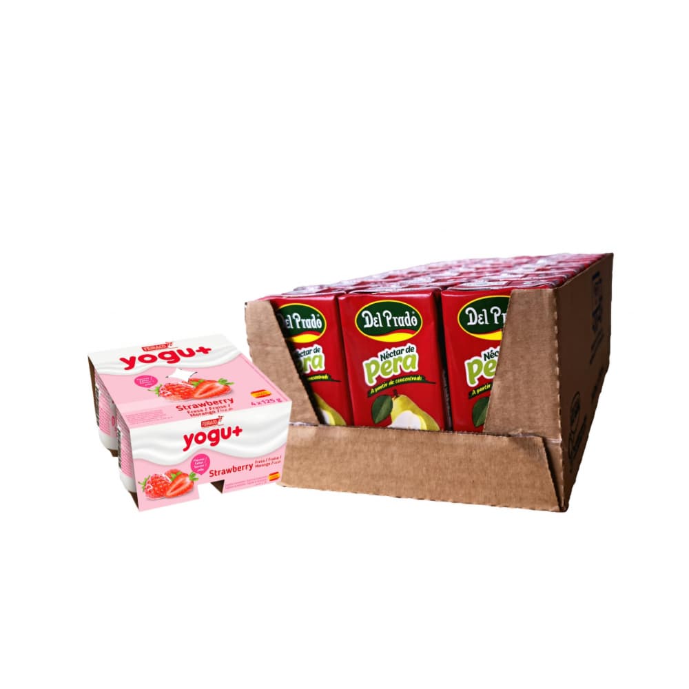 Néctar de pera Del Prado + Yogur pasteurizado sabor a fresa - Imagen 1