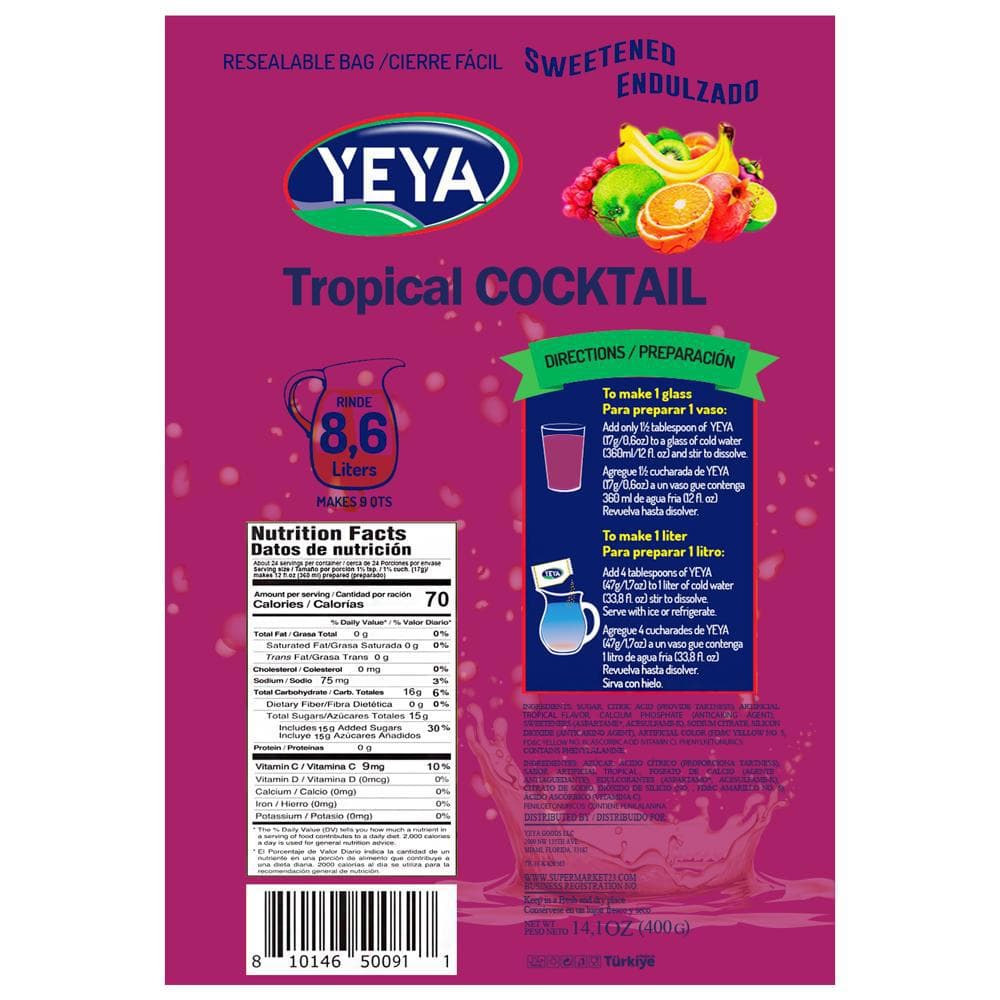 Refresco instantáneo sabor tropical Yeya (400 g / 14.1 oz) - Miniatura 2