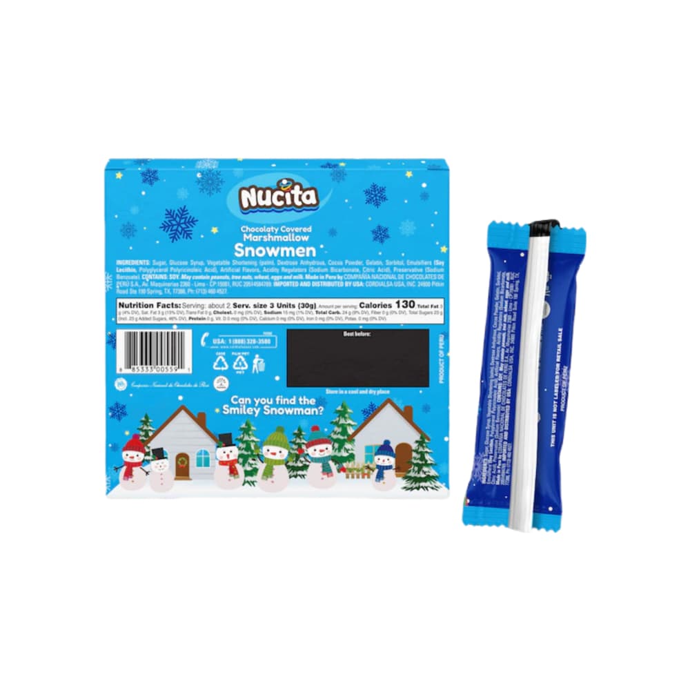 Muñecos de nieve de malvavisco cubiertos de chocolate Nucita (5 x 10 g) - Miniatura 2