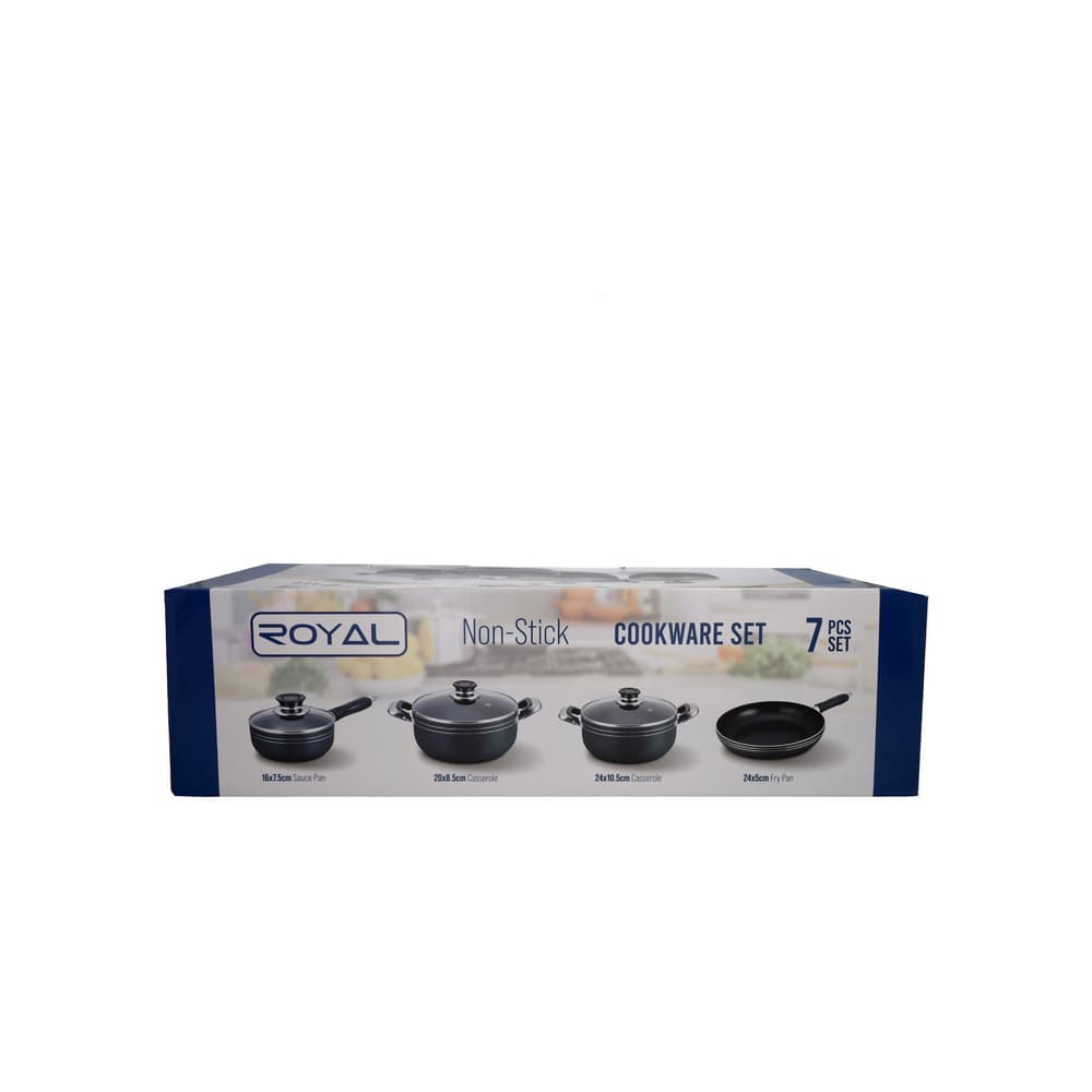Juego de ollas y sartenes antiadherentes color negro Royal (7 pieza) - Miniatura 3