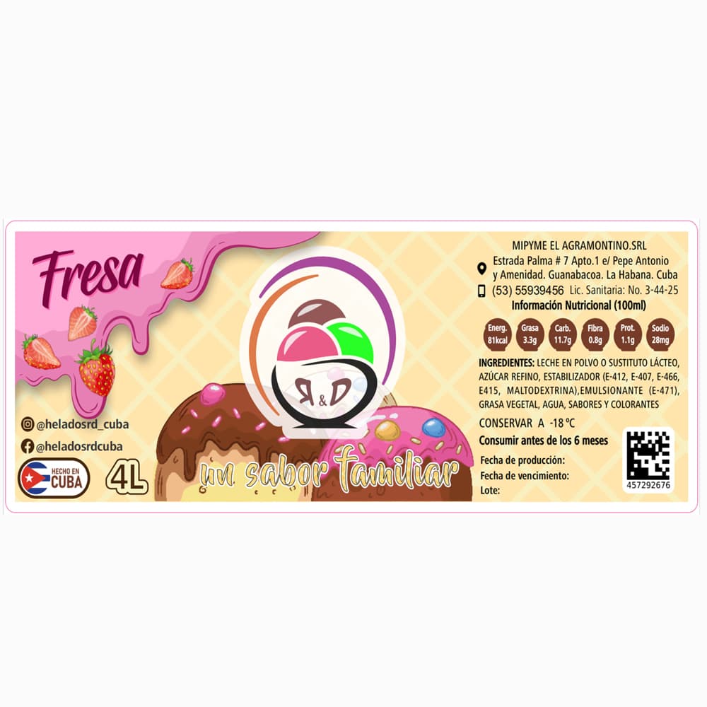Helado sabor fresa R&D (4 L) - Miniatura 2