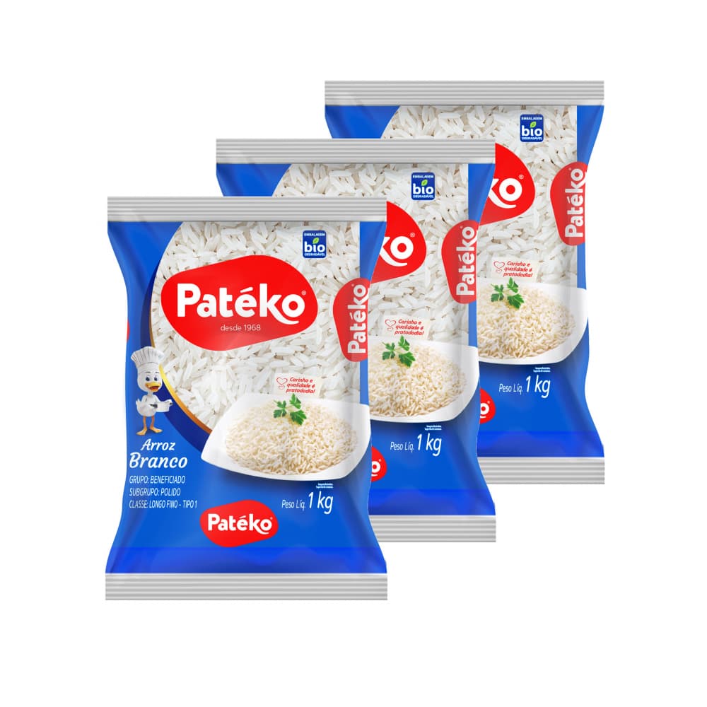 Arroz blanco de grano largo Patéko (3 x 1 kg / 2.2 lb) - Imagen 1