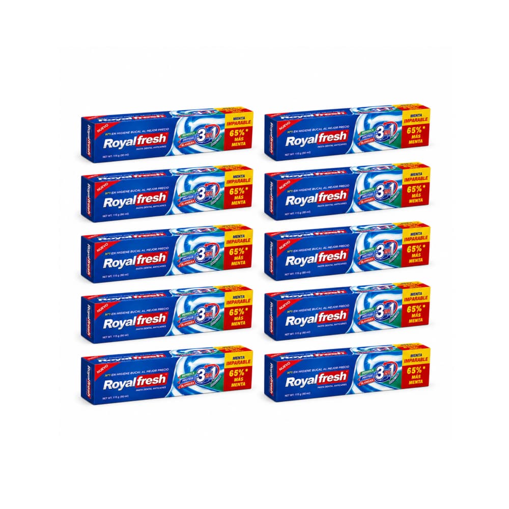 Pasta dental anticaries 3 en 1 Extra-Menta Royalfresh (10 x 115 g / 4.05 oz) - Miniatura 1