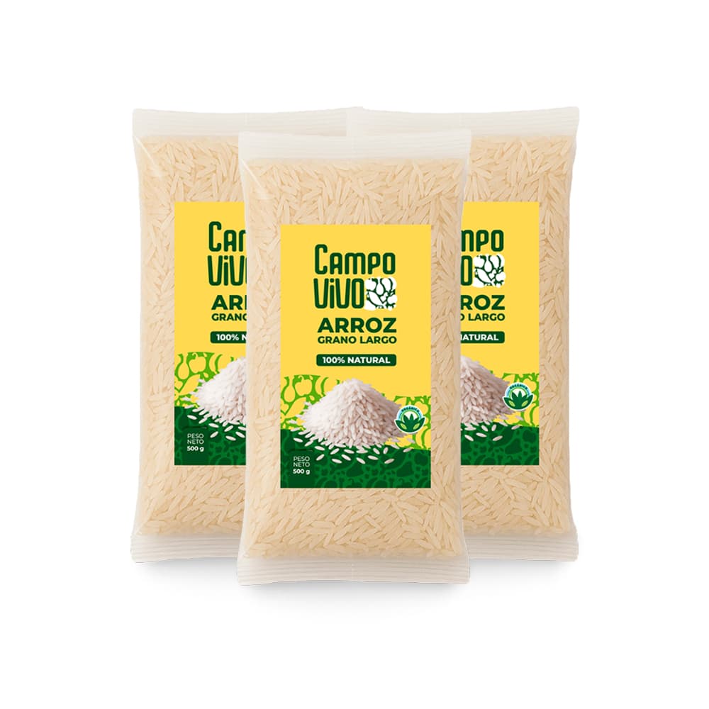 Arroz de grano largo Campo Vivo (3 x 500 g / 1.1 lb) - Imagen 1