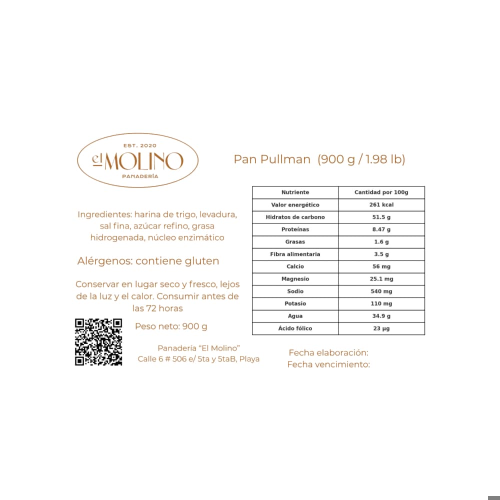 Pan pullman natural El Molino (900 g / 1.98 lb) - Miniatura 2