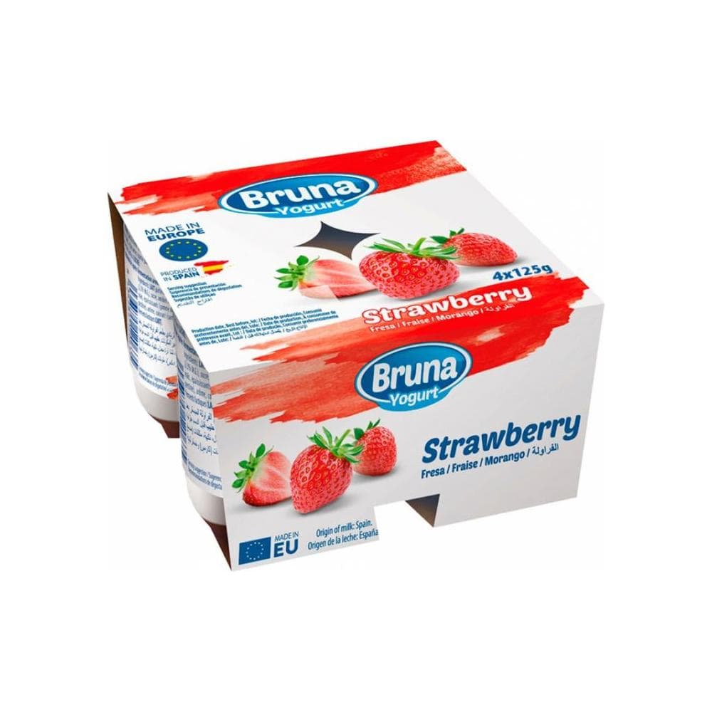 Yogurt pasteurizado sabor a fresa Bruna (4 x 125 g / 4.41 oz) - Miniatura 4