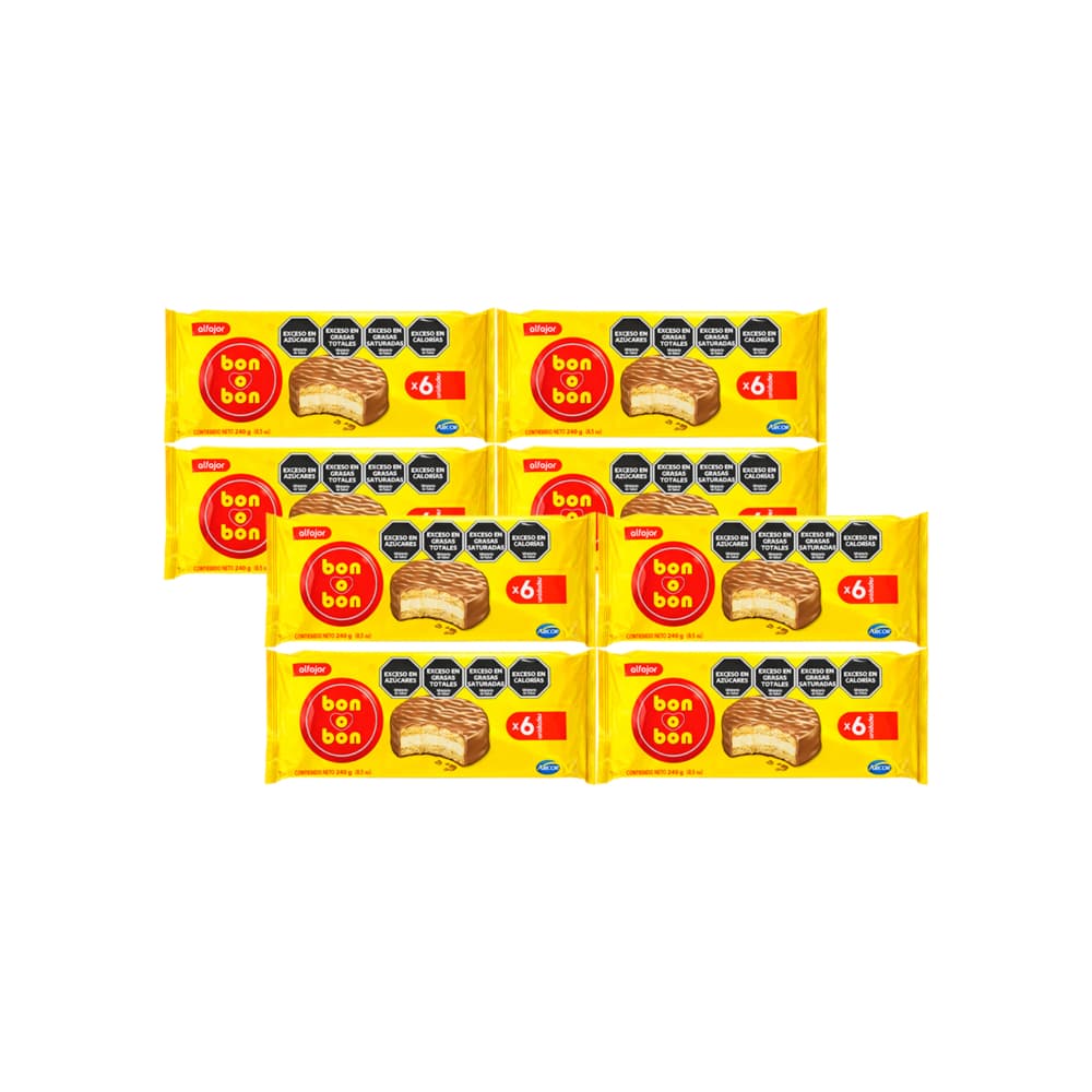 Alfajor de chocolate con leche relleno con crema de maní Bon o Bon Arcor (8 x 240 g / 8.5 oz) - Miniatura 1