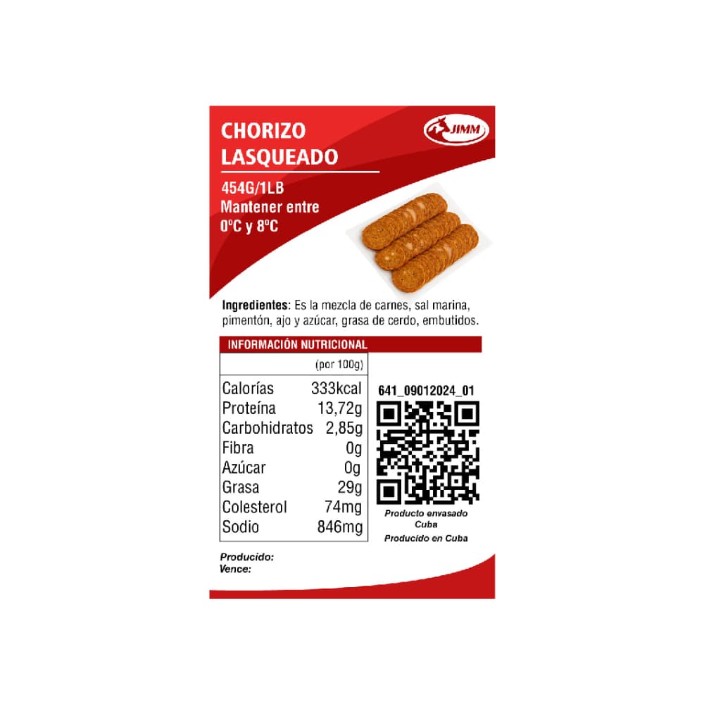 Chorizo vela lasqueado Jimm (454 g / 1 lb) - Miniatura 3
