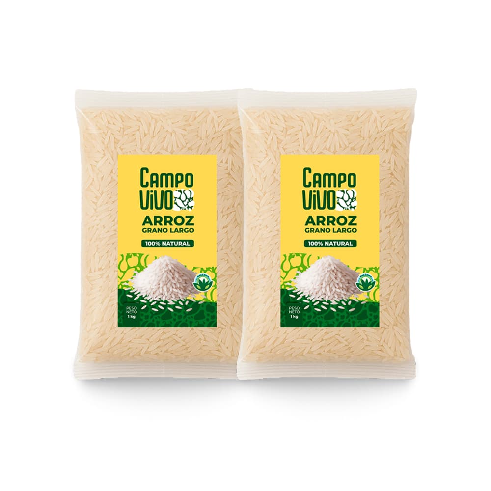 Arroz de grano largo Campo Vivo (2 x 1 kg / 2.2 lb) - Imagen 1