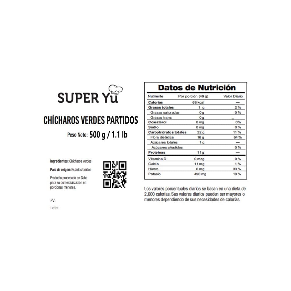 Chícharos verdes partidos Super Yu (500 g / 1.1 lb) - Miniatura 3
