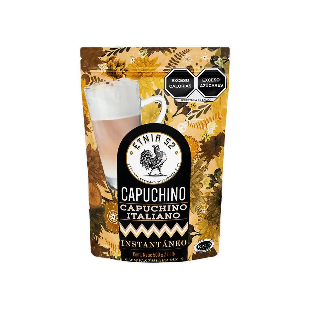 Polvo instantáneo para preparar bebida de café capuchino sabor capuchino italiano Etnia 52 (500 g / 1.1 lb) - Imagen 1