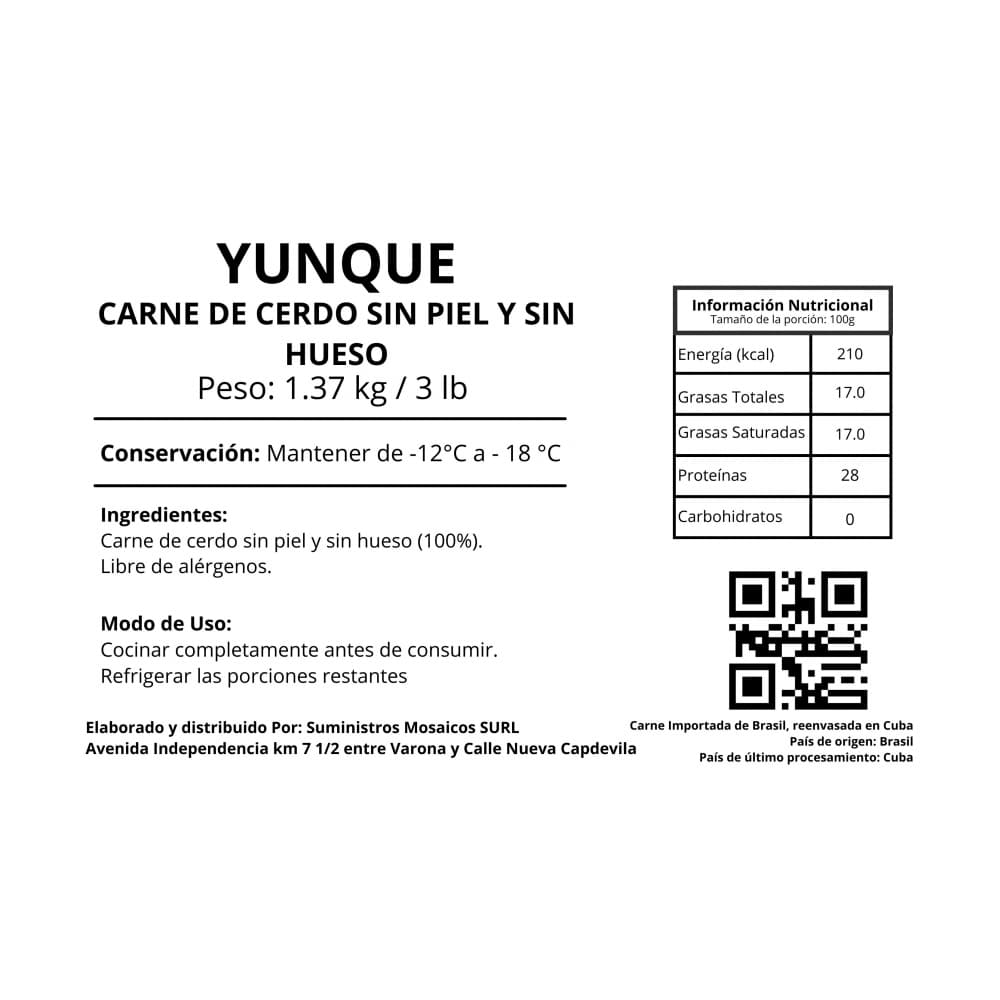 Carne de cerdo sin piel y sin hueso Yunque (1.37 kg / 3 lb) - Miniatura 3