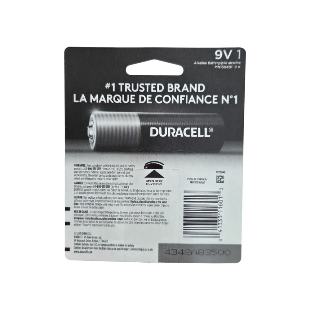 Batería alcalina con tapa de cobre Duracell 9 V (1 U) - Miniatura 3