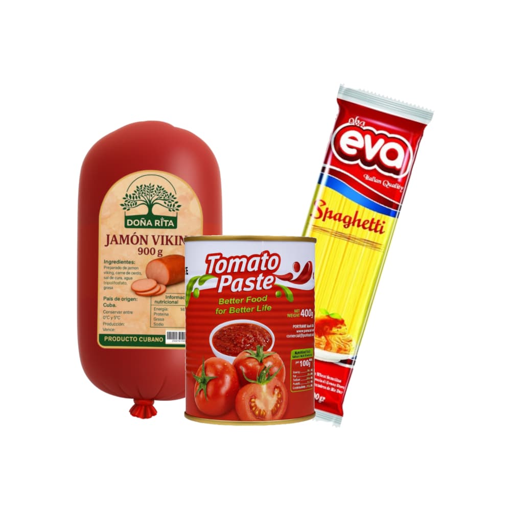 Combo de espagueti + pasta de tomate + jamón. - Imagen 1