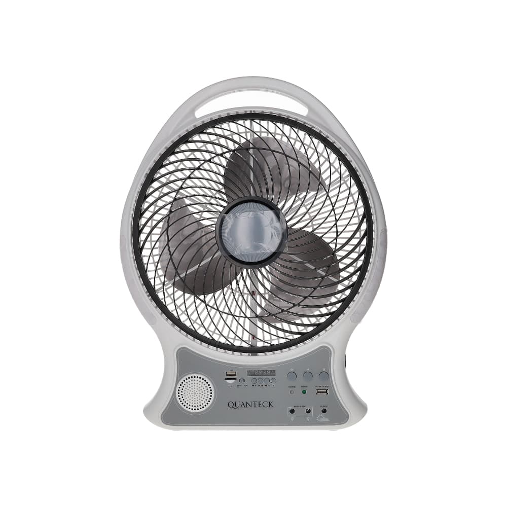 Ventilador de mesa solar recargable 14" AC/DC con altavoz Quanteck QT-145B - Miniatura 1