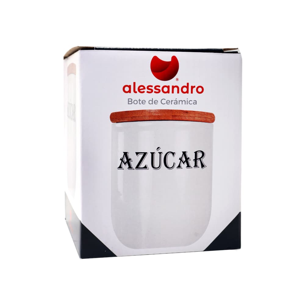 Envase - Recipiente - de cerámica con tapa de bambú para azúcar Alessandro - Miniatura 2