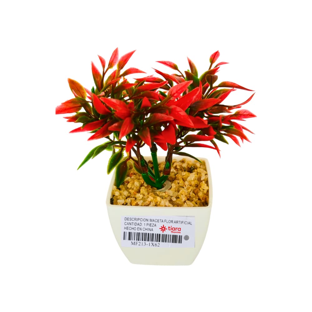 Maceta con plantas artificial verde y rojo Tiara - Miniatura 3