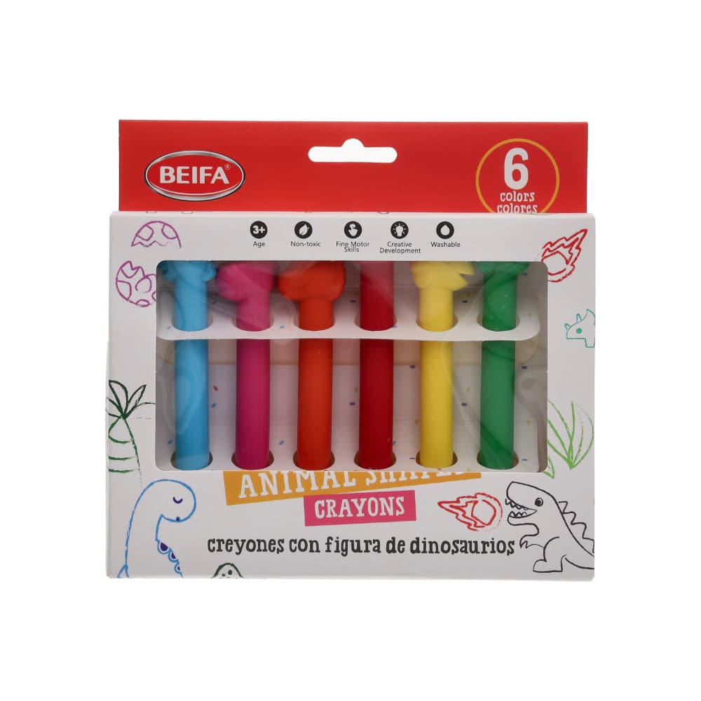 Crayolas con figura de dinosaurios BEIFA (6 U) - Miniatura 1
