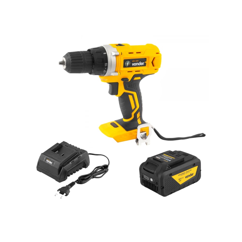 Taladro atornillador inalámbrico 3/8'' de 18 V IPFV1820 + Batería 18 V 8 Ah IBV 1880 + Cargador de baterías 18 V carga convencional ICBV 1805 Vonder - Imagen 1