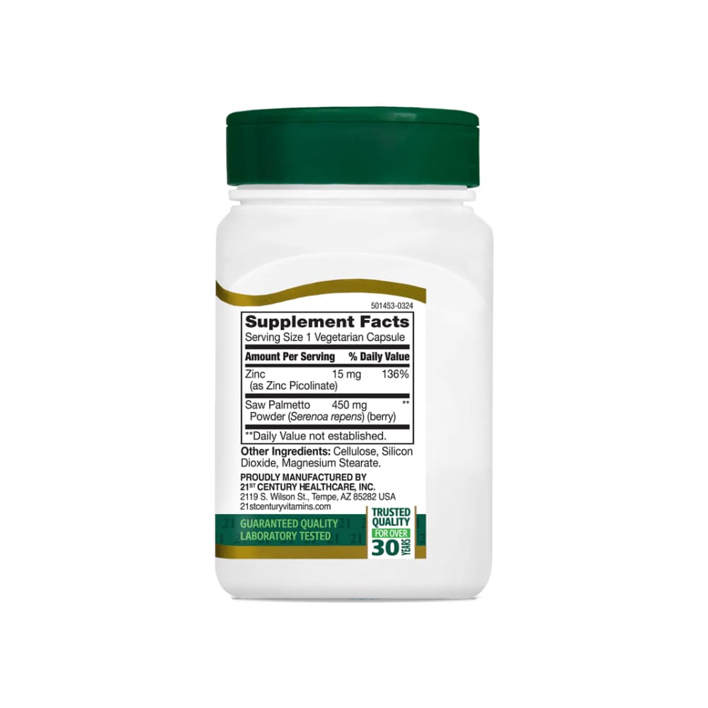 Palmito salvaje 450 mg 21st Century (60 cápsulas) - Miniatura 3