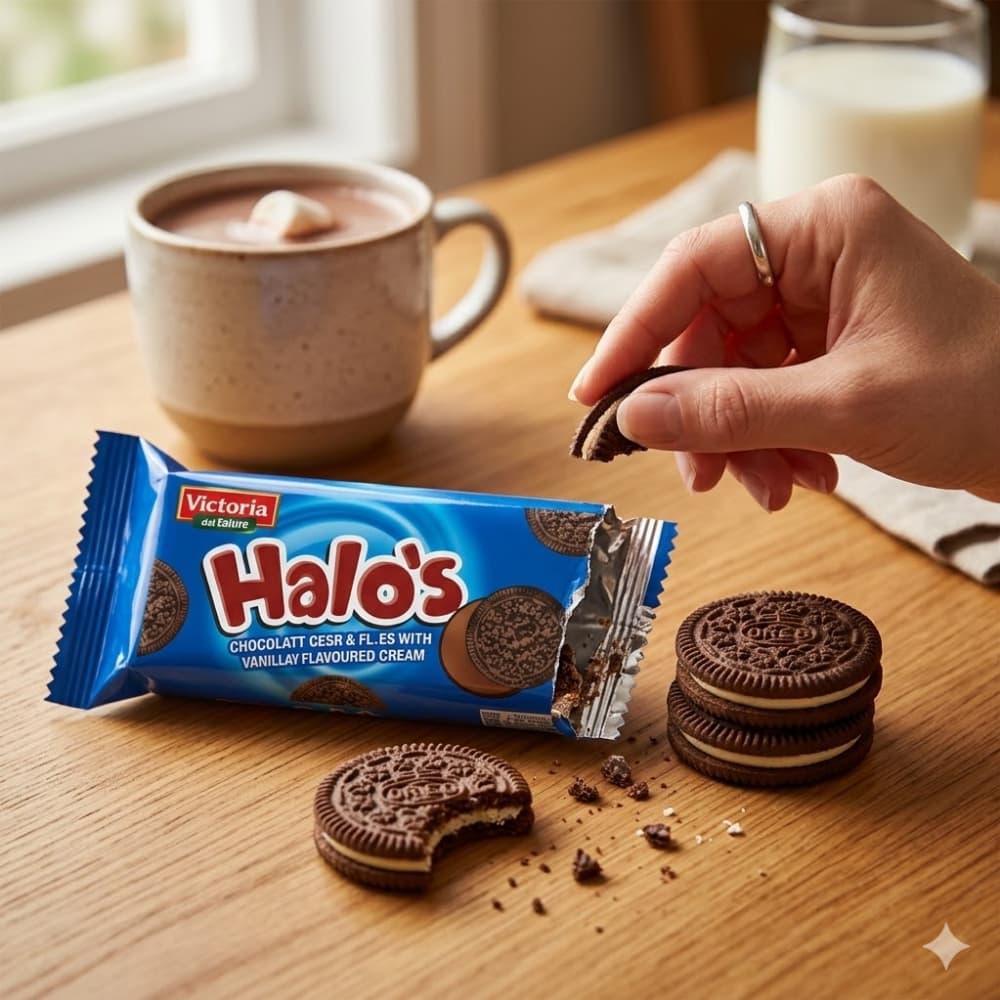 Galletas de chocolate rellenas con crema sabor vainilla Victoria Garden Halo’s (30 g / 1.05 oz) - Miniatura 5