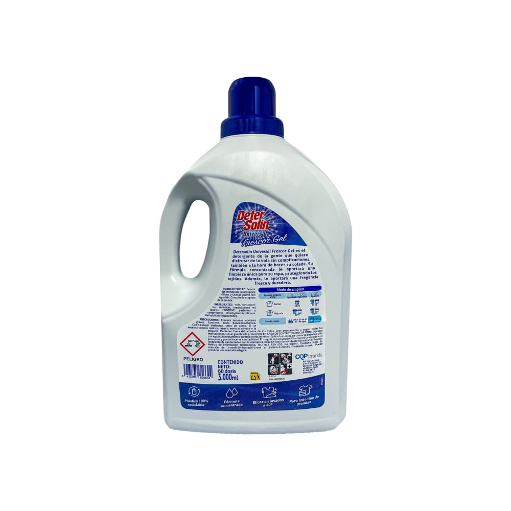 Detergente universal para ropa frescor gel Detersolín (3 L) - Miniatura 2