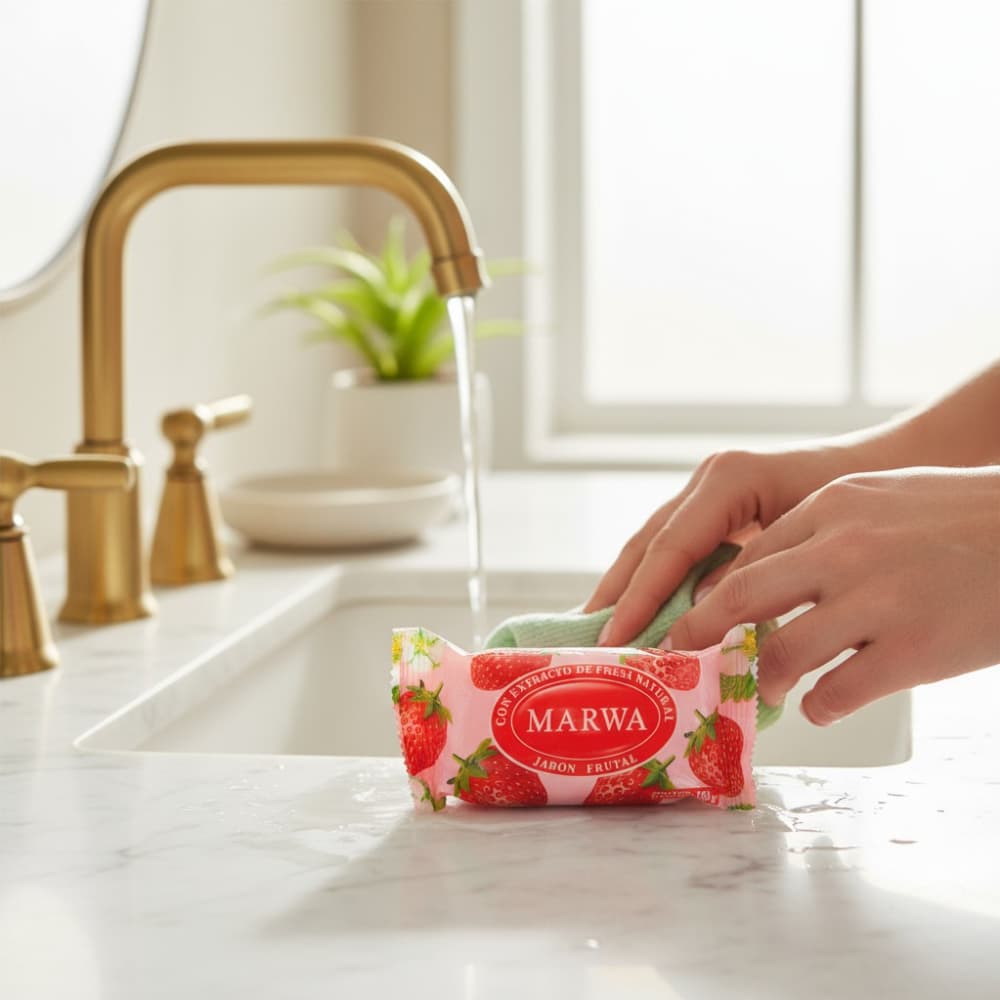 Jabón frutal con extracto de fresa Marwa (100 g / 3.5 oz) - Miniatura 4