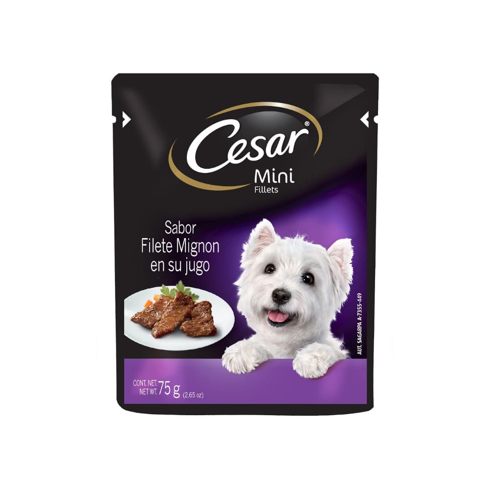 Alimento para perro sabor filete mignon en su jugo Mini Fillets Cesar (75 g / 2.65 oz) - Miniatura 1