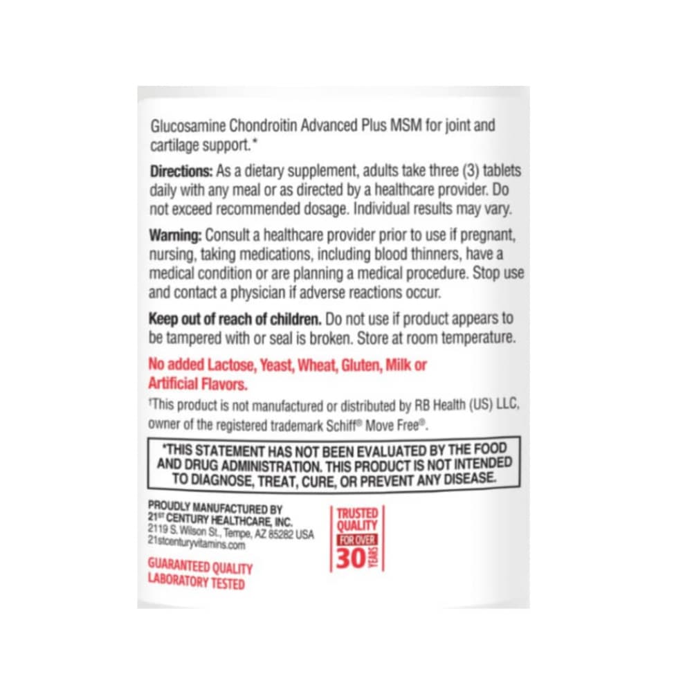 Glucosamina + condroitina avanzada 1500 mg 21st Century (120 tabletas) - Miniatura 4