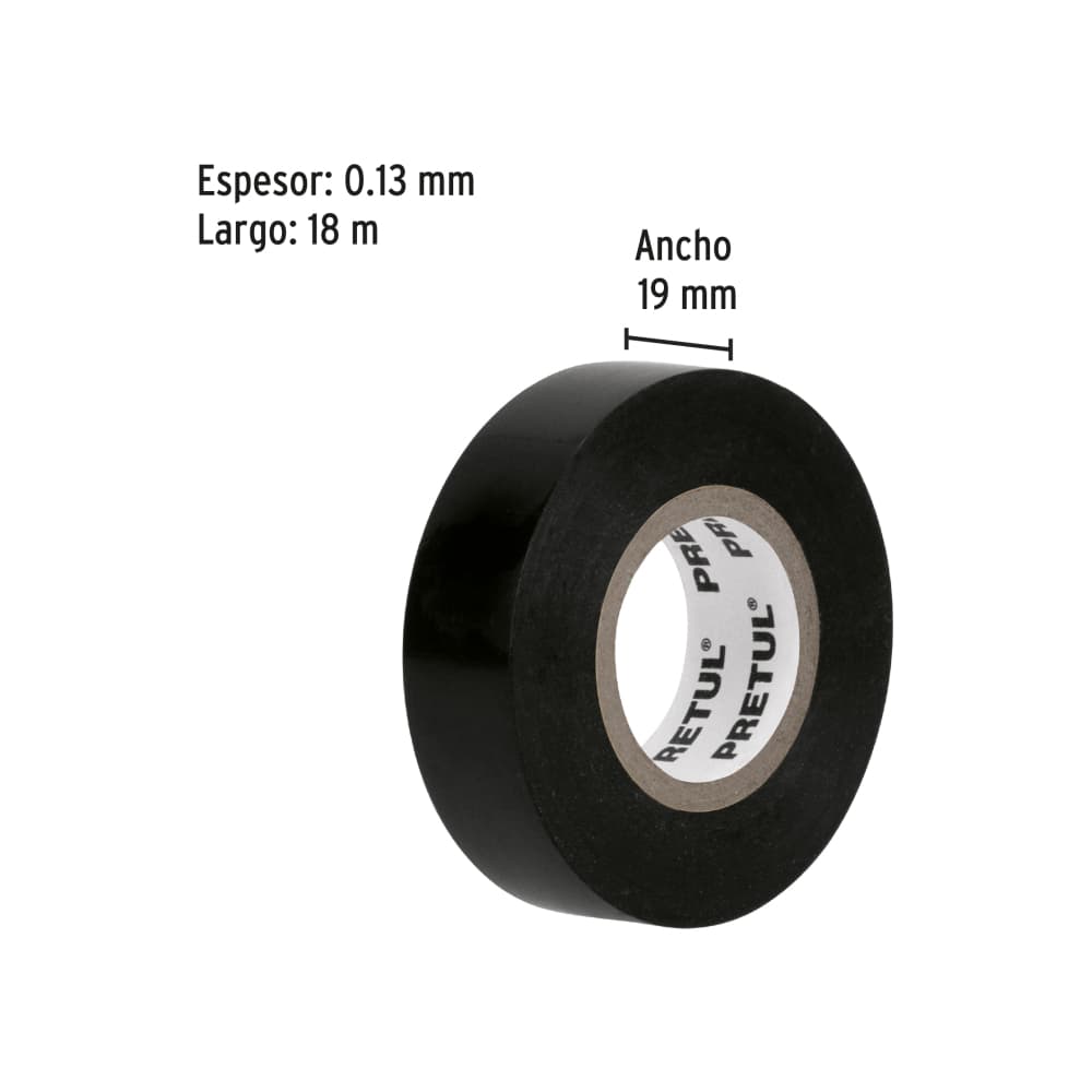 Cinta de aislar eléctrica de 18 m x 19 mm negro Pretul M-33P-B - Miniatura 3