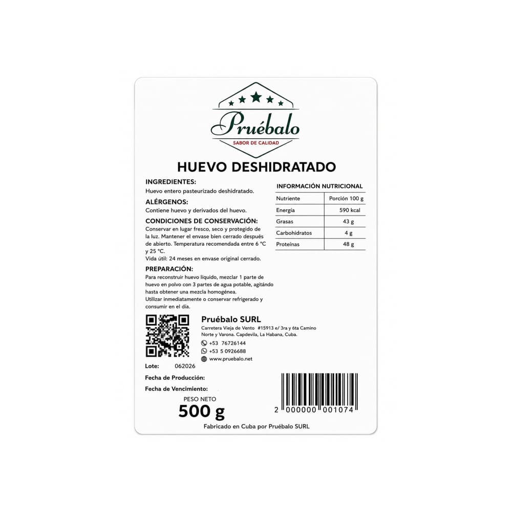 Huevo entero deshidratado Pruébalo (500 g / 1.1 lb) - Miniatura 3