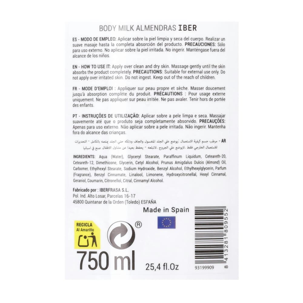 Crema corporal de almendras Iber (750 ml) - Miniatura 3