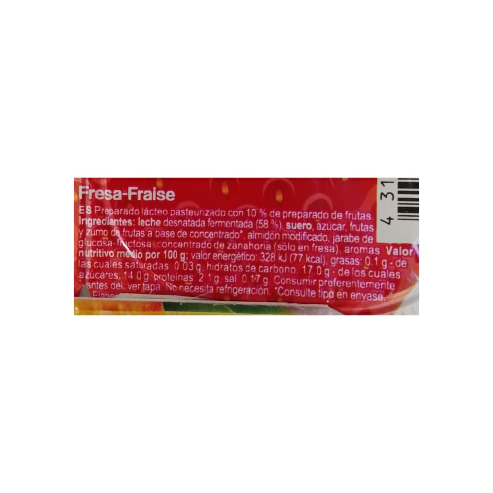 Yogurt sabor fresa y piña Yoqo (24 x 125 g / 4.41 oz) - Miniatura 4