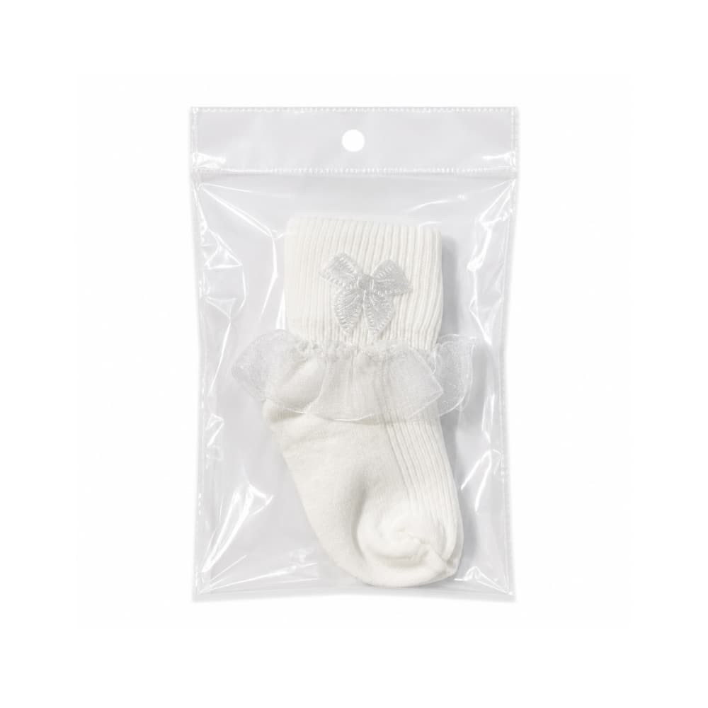 Par de calcetines con tul color blanco para bebé Baby Luna (Talla 0-1 mes) - Miniatura 2