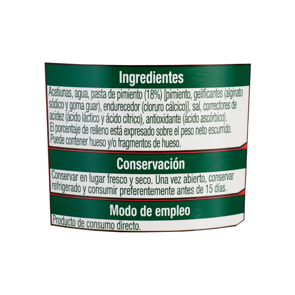 Aceitunas verdes rellenas de pasta de pimiento Hiper Dino (340 g / 12 oz) - Miniatura 3