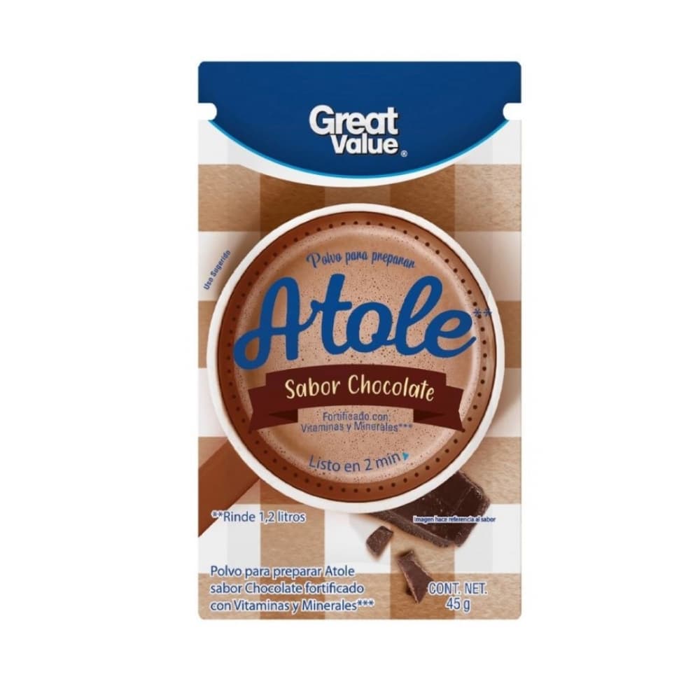 Polvo para preparar atole sabor chocolate Great Value (45 g / 1.59 oz) - Miniatura 4