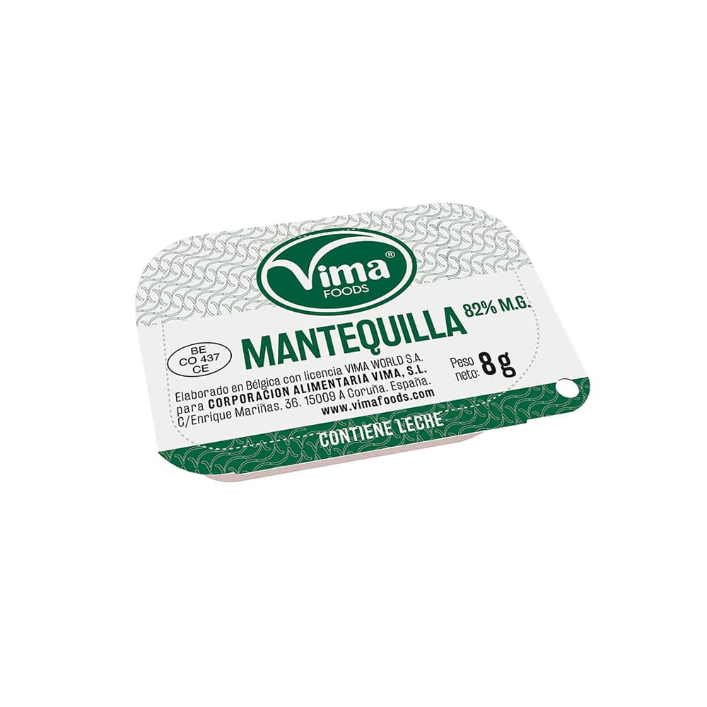 Mantequilla sin sal 82% MG Vima Foods (8 g) - Imagen 1