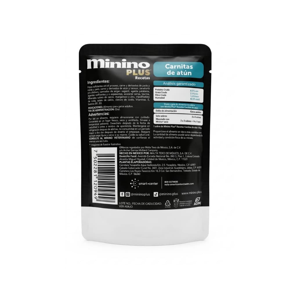 Alimento húmedo carnitas de atún para gatos adultos Minino Plus (85 g / 2.99 oz) - Miniatura 2