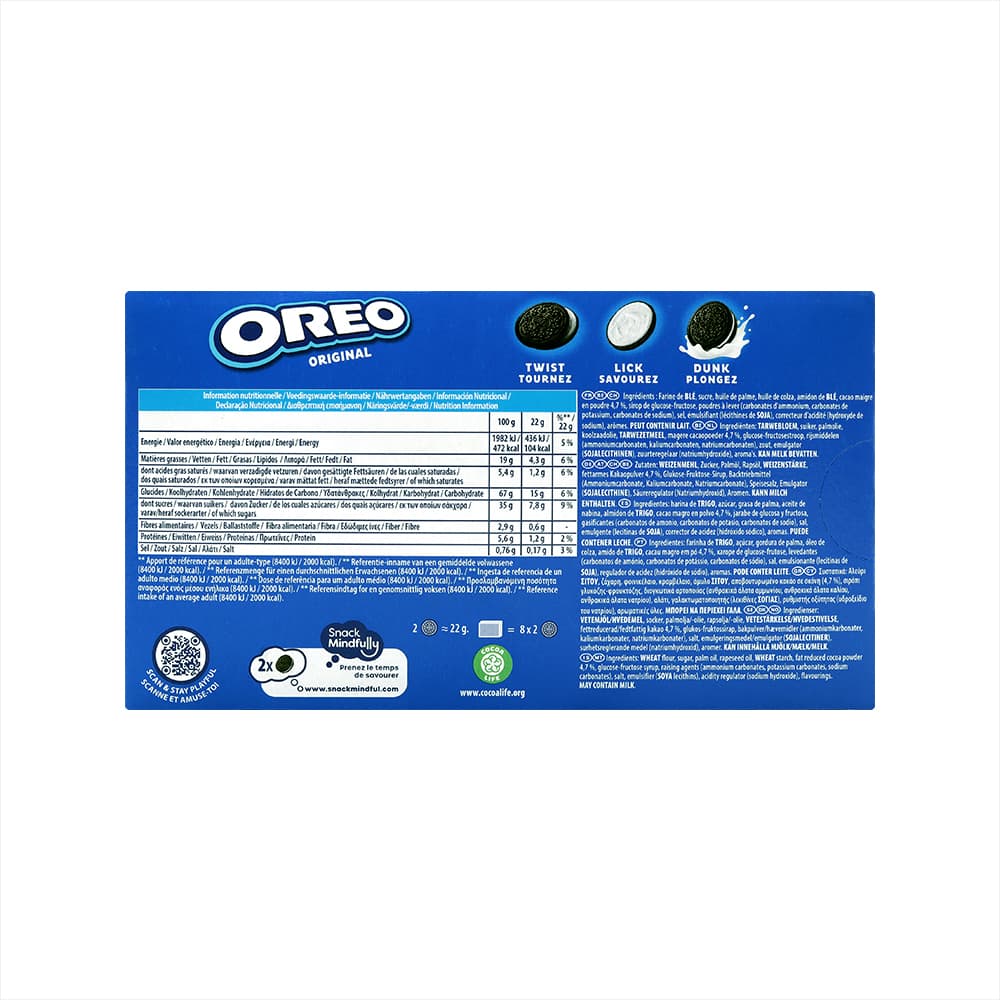 Galletas de cacao rellenas de crema sabor vainilla Original Oreo (176 g / 6.2 oz) - Miniatura 2